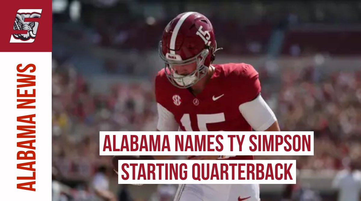 BREAKING:

Alabama has named Ty Simpson as the Crimson Tide’s starting quarterback for the 2025 season, per <a href="/ClowESPN/">Chris Low</a>.