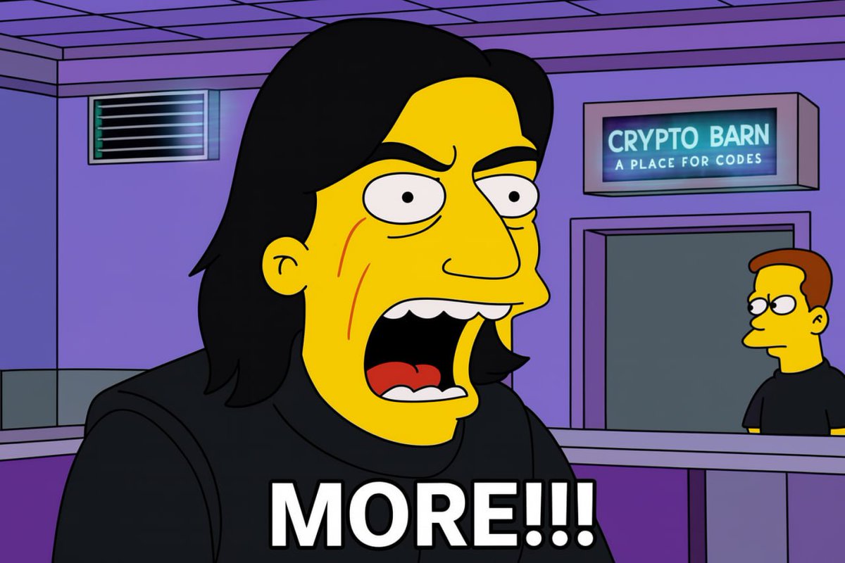 kikxanity's tweet photo. @3orovik Feeling bullish? Same.
My only hedge is a 1997 broadcast. 📺 $BARN #BARN #SimpsonsAlpha #ETH https://t.co/VshrSYaDeG