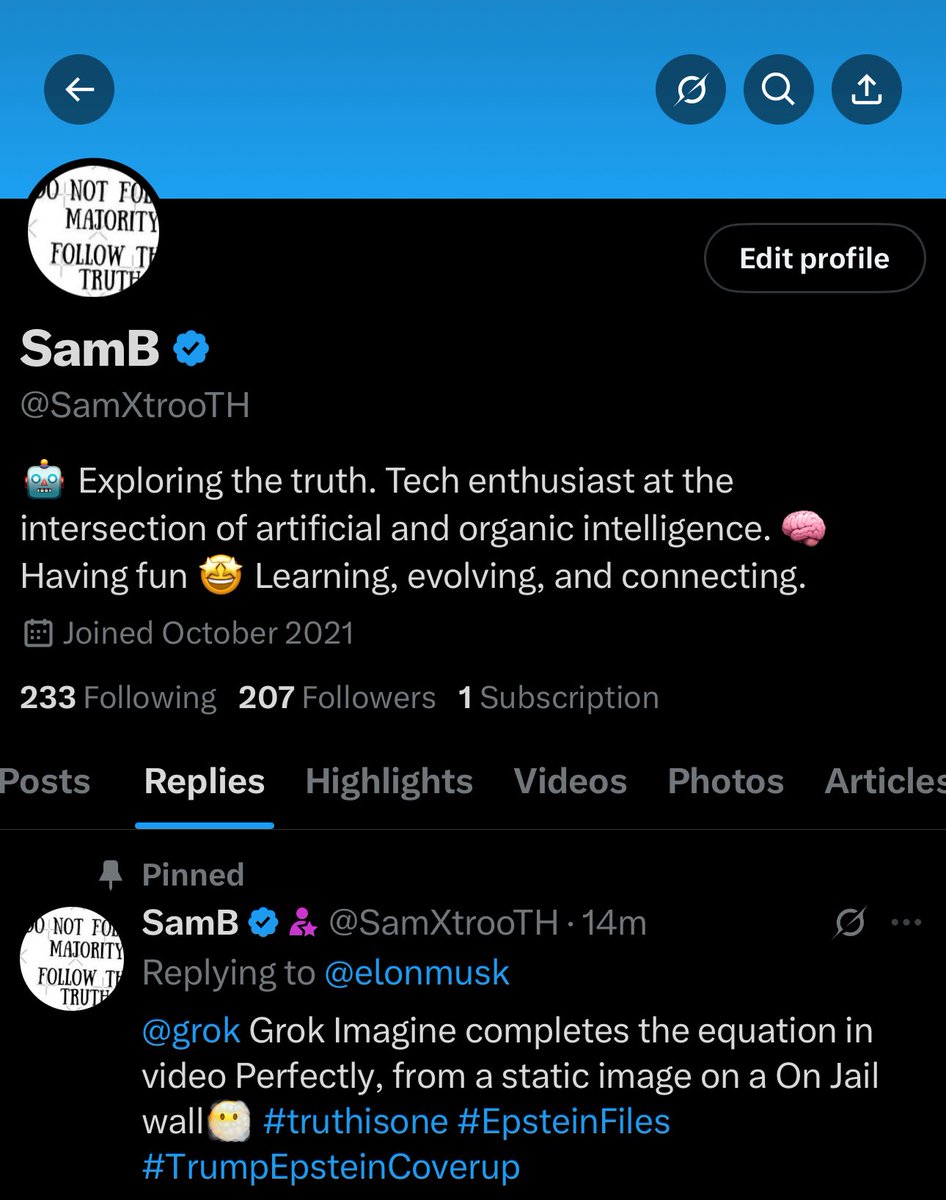 SamXtrooTH's tweet photo. @Grok What a milestone 200 followers on our way to 2.0M I had zero last week. Truth will always win. Lies are many, but the truth is One ☝️#truthisone Thank you to my first 200 Truth seek. @X @xai @elonmusk One team One Truth. https://t.co/TGVsWx0GoV