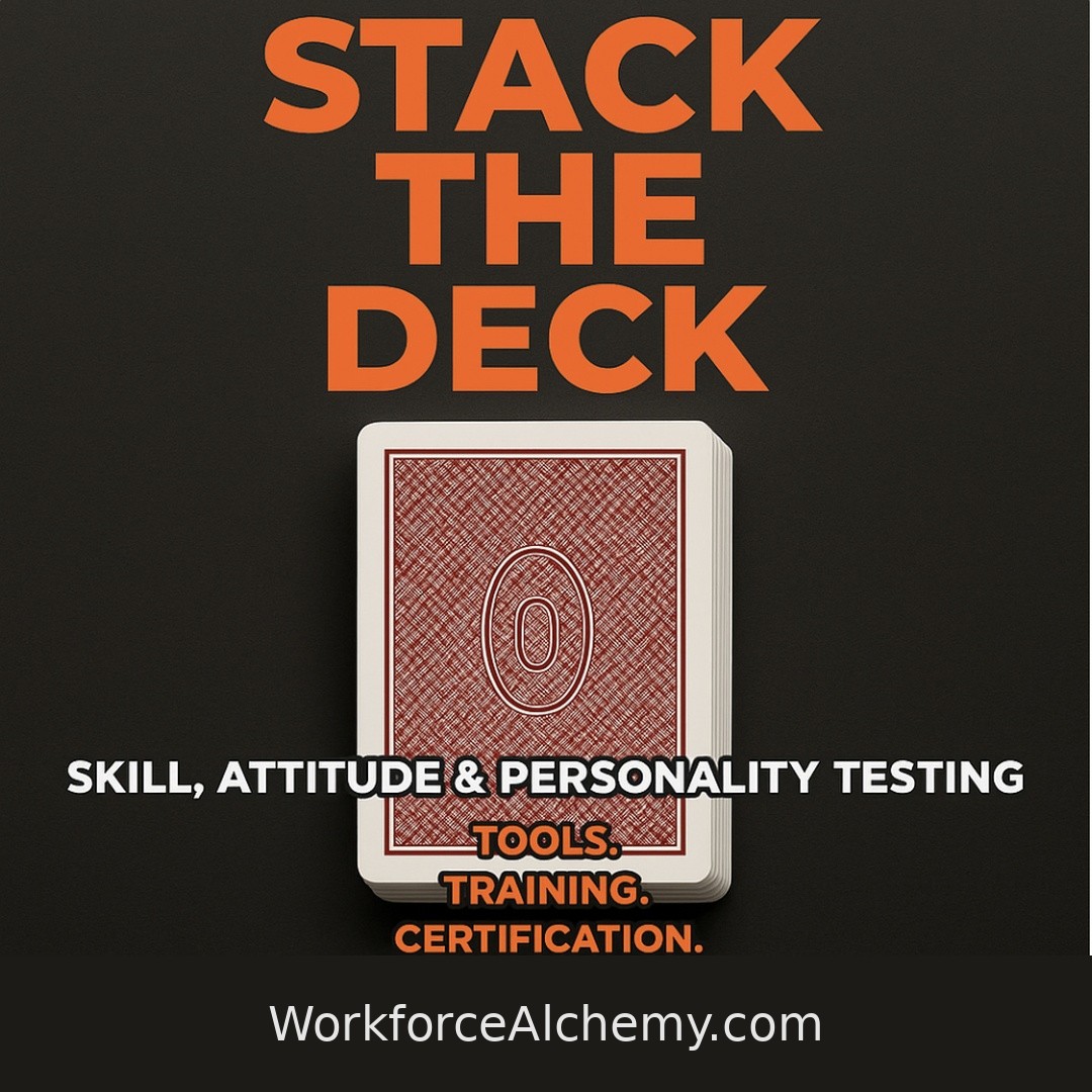Don't gamble with your hiring decisions. Stack the deck (and your odds of success) in your favor.

Skill, attitude &amp; personality testing might be the answer for your human resource department.

Get the tools, training and certification you need at

workforcealchemy.com

#HR