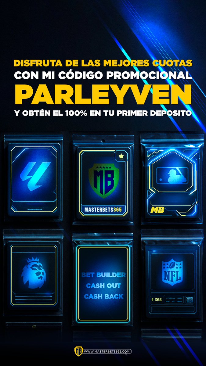 Regístrate en @mastbets365 con el siguiente link y tendrás 100% adicional en tu primera recarga

mb365.pro/PARLEYVEN