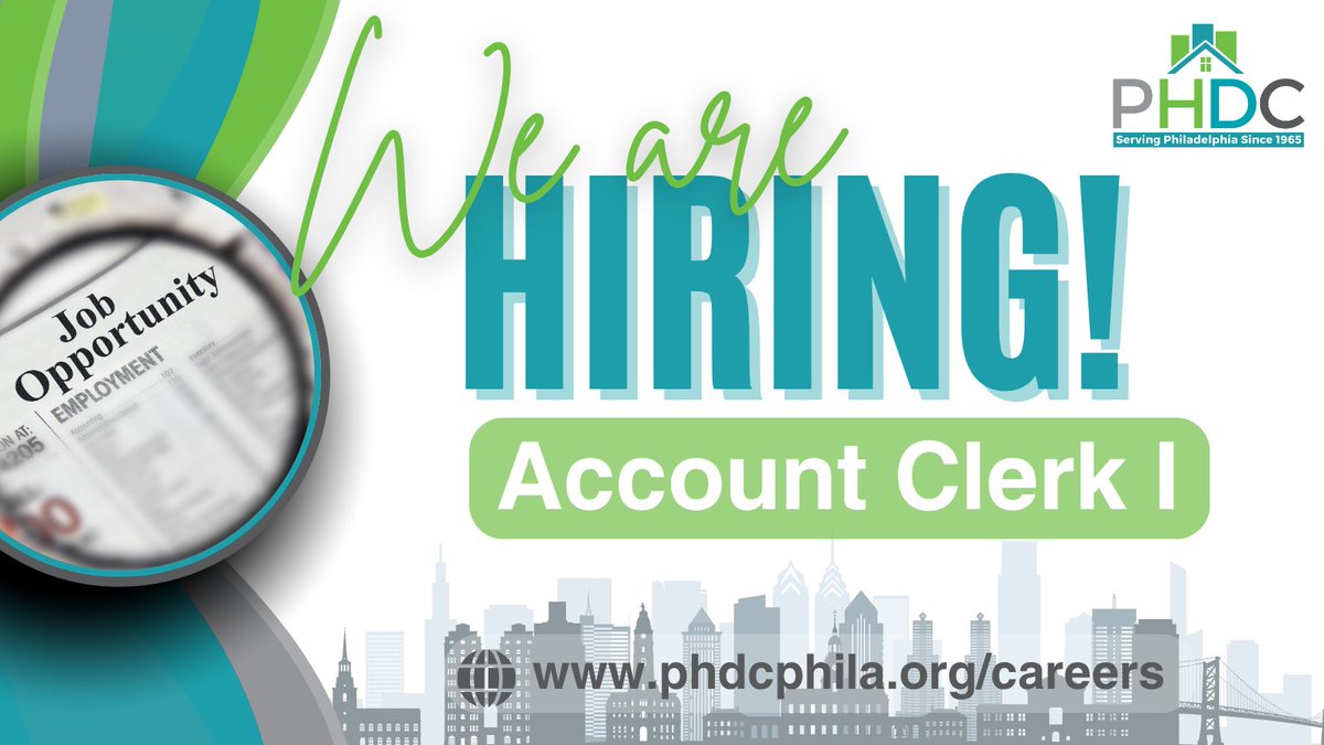 #PhilaPHDC is currently hiring for an Account Clerk I! 

Interested? 

Get more info and apply now: bit.ly/4ovLf7F