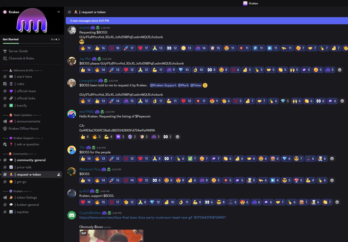 Way_Kewl_Stuff's tweet photo. Wow. I've never seen this before. Maybe some of you OG meme traders have. $BOSS Community SHOWED UP & we will get their @krakenfx listing π―
Look at the relentless engagement, the reactions, and how the page is just inundated with $BOSS requests ππͺ
https://t.co/cUOVjYSCVK https://t.co/va84i8Tlnc