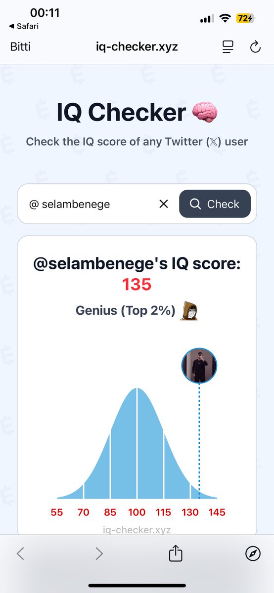 IQ checker sitesini denedim. Bence sonuçlar hatalı. Benim maksimum iq 73 falan çıkması gerekir kdkdkdkdk
