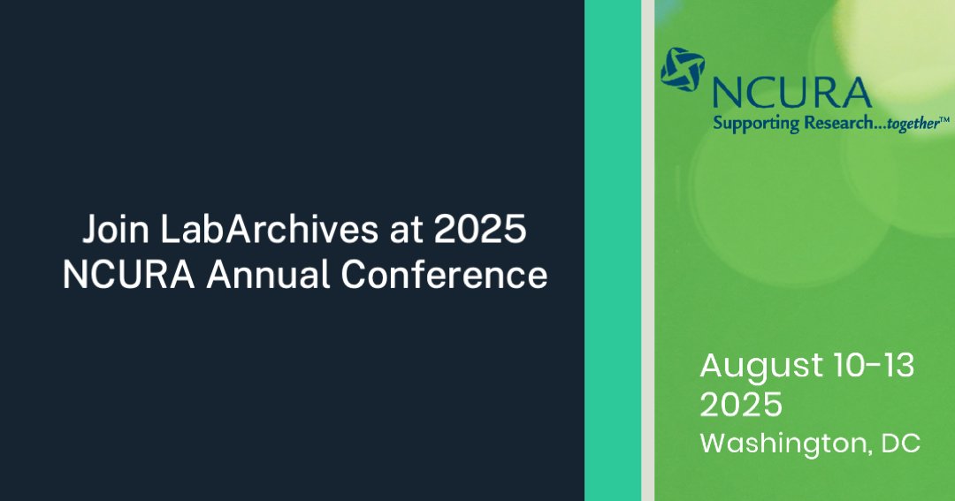LabArchives's tweet image. Join LabArchives this week at the NCURA Conference to explore the latest policy changes impacting research administration, discover key initiatives and challenges facing your institution, and learn how LabArchives supports NCURA members with enterprise-wide licensing and adoption…