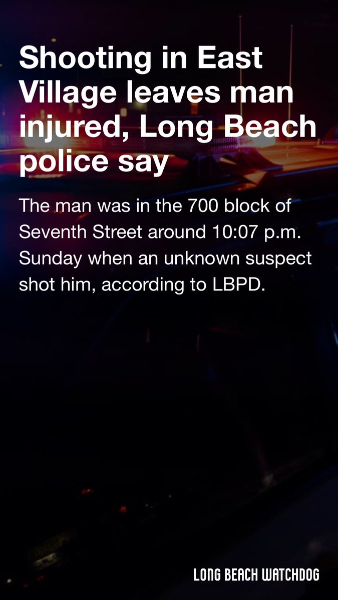 Authorities are investigating a shooting in Long Beach’s East Village neighborhood that left a man injured Sunday night.

Read more on the Watchdog. lbwatchdog.com/shooting-in-ea…