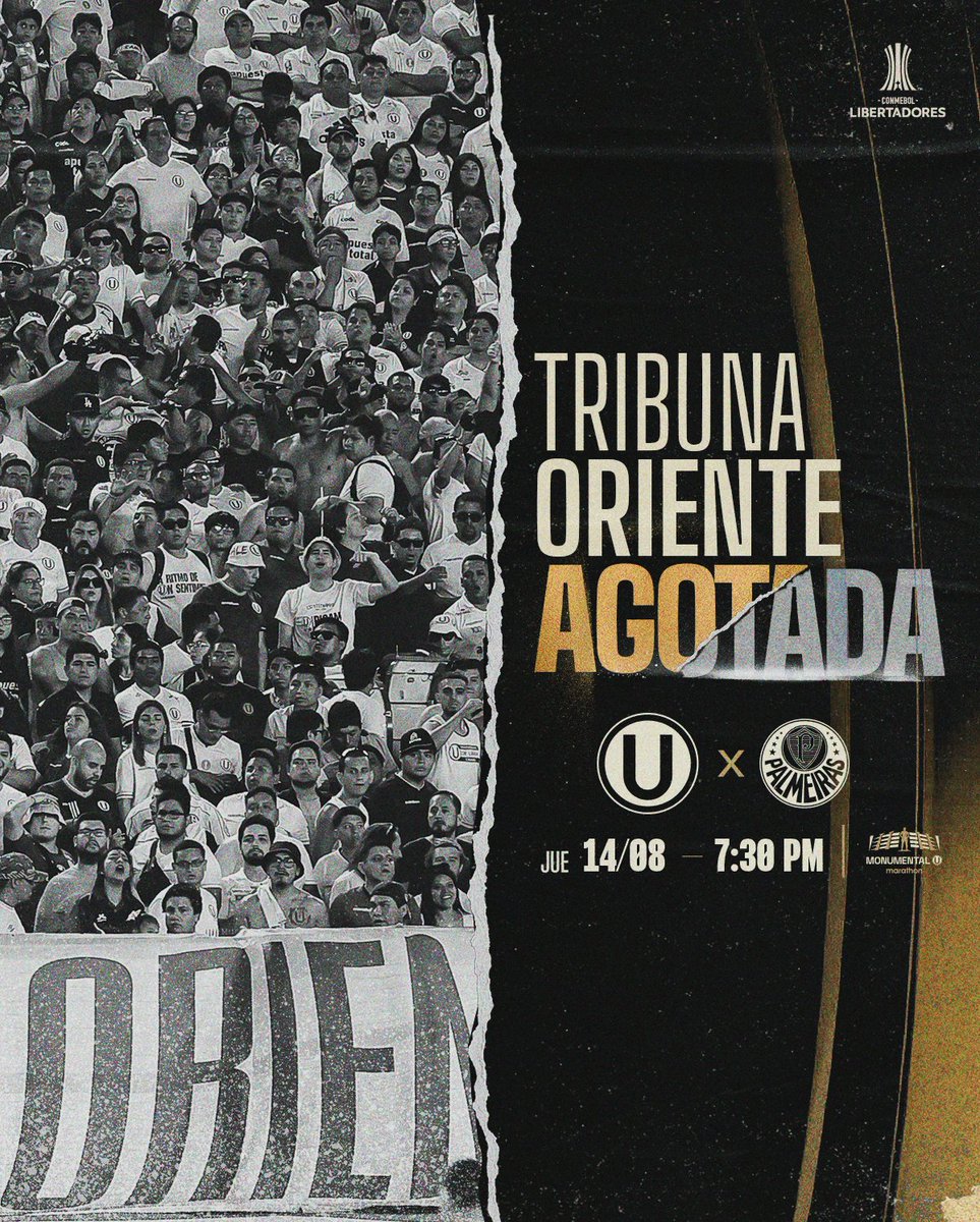 𝗦𝗘 𝗩𝗜𝗘𝗡𝗘 𝗟𝗔 𝗛𝗜𝗡𝗖𝗛𝗔𝗗𝗔 𝗠𝗘𝗥𝗘𝗡𝗚Ⓤ𝗘 🥁

Agotamos las entradas de la tribuna oriente para nuestro partido de este jueves ante Palmeiras.

🎟️ ¡Adquiere tus entradas aquí! ▶️ bit.ly/4lnSBaq

#UnaGarraCopera