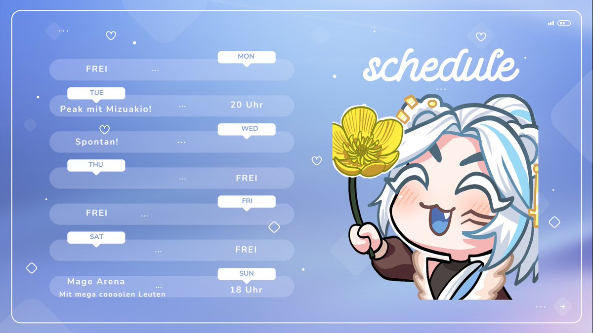 Kyūhachii || Dokomi 2025 Eisbär GerVTuber🐻❄🧊 (@kyuhachii) on Twitter photo Kyuten Abend!❄️
Streamplan für diese Woche!
Di: Peak mit <a href="/mizuakiovt/">Mizuakio</a> dem geilen Toilettentaucher
So: Fette Collab mit mega geilo Leuten!
Boys♂️: <a href="/meynhero/">Meyn</a> <a href="/KuraisamaVT/">Kuraisama || Crack-Head</a> <a href="/Elia_ELTRX/">🇩🇪 ELiA</a> und mir!
Girls♀️: <a href="/_sushiima_/">Sushiima🍣🫧</a> <a href="/_silentpandavt_/">SilentPanda 🐼 | Mafia Panda 🎋💜</a> <a href="/mantiV4/">Mantiva 🦗|| VTuber 🌸</a> <a href="/nanakiiq/">Nanakii7️⃣ 🐾</a> 
Emote🎨: <a href="/TimJackMaster/">TimJackMaster 🪷✨VArtist</a> Kyuten Abend!❄️
Streamplan für diese Woche!
Di: Peak mit <a href="/mizuakiovt/">Mizuakio</a> dem geilen Toilettentaucher
So: Fette Collab mit mega geilo Leuten!
Boys♂️: <a href="/meynhero/">Meyn</a> <a href="/KuraisamaVT/">Kuraisama || Crack-Head</a> <a href="/Elia_ELTRX/">🇩🇪 ELiA</a> und mir!
Girls♀️: <a href="/_sushiima_/">Sushiima🍣🫧</a> <a href="/_silentpandavt_/">SilentPanda 🐼 | Mafia Panda 🎋💜</a> <a href="/mantiV4/">Mantiva 🦗|| VTuber 🌸</a> <a href="/nanakiiq/">Nanakii7️⃣ 🐾</a> 
Emote🎨: <a href="/TimJackMaster/">TimJackMaster 🪷✨VArtist</a>