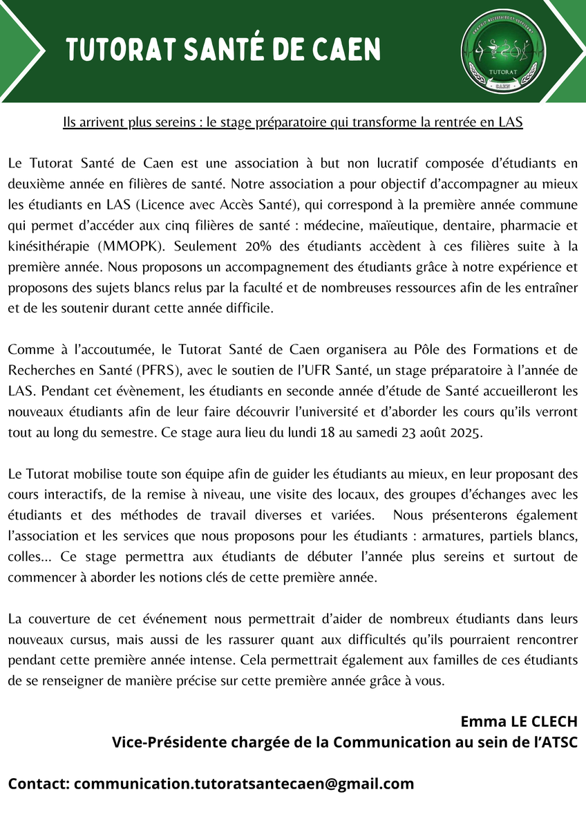Tutorat Santé Caen tweet media