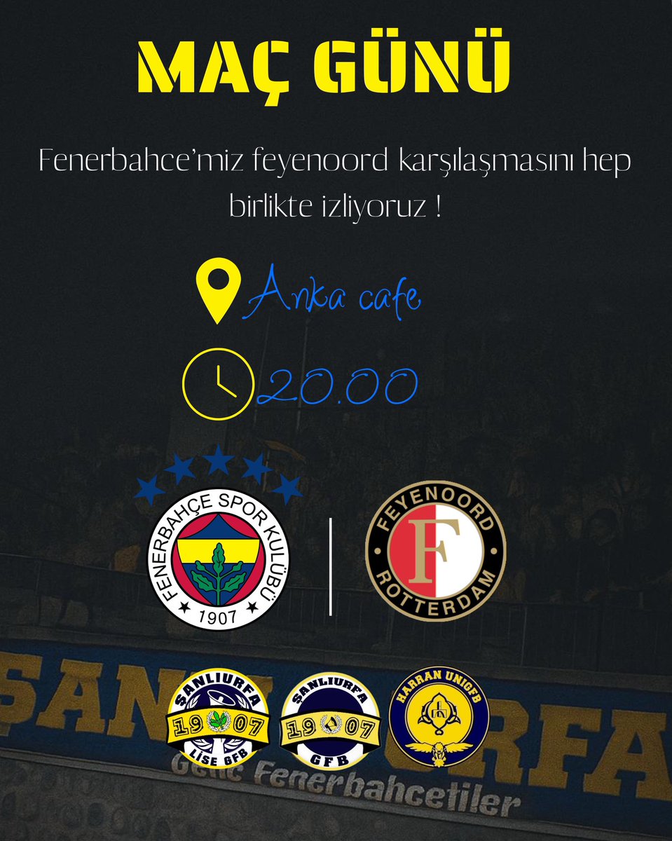 🏆 UEFA Şampiyonlar Ligi Üçüncü Ön Eleme İkinci Maç 
🆚 Feyenoord  
⏱️ 20.00 
🏟️ Şükrü Saraçoğlu Stadyumu 
📲 #SALDIRFENER