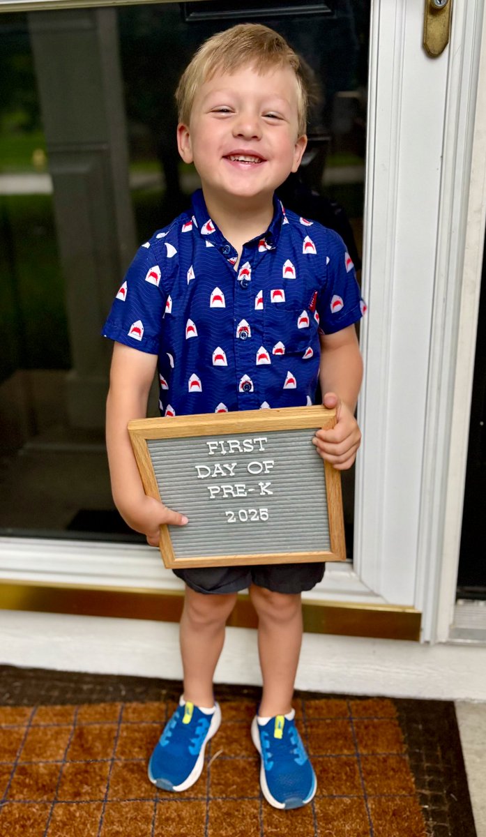 Back to school pictures look a little different this year. Looking forward to an extended summer with this little girl by my side and happy first day to Harrison 🥹. 🩵🐾