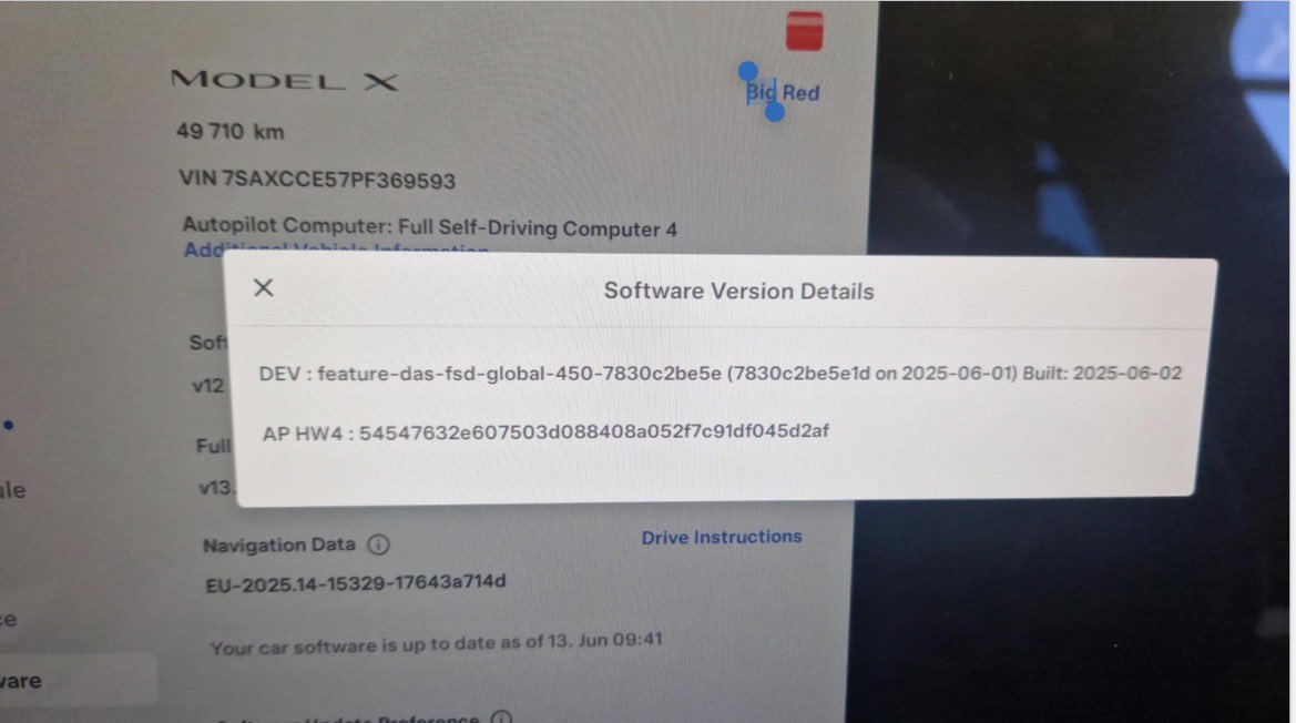 DEssds30255's tweet photo. Version information of Model X testing FSD in Norway. Official picture sent from Tesla employee to The Norwegian Public Road Administration. @SawyerMerritt @wholemars @niccruzpatane https://t.co/jTvNfwDv7t
