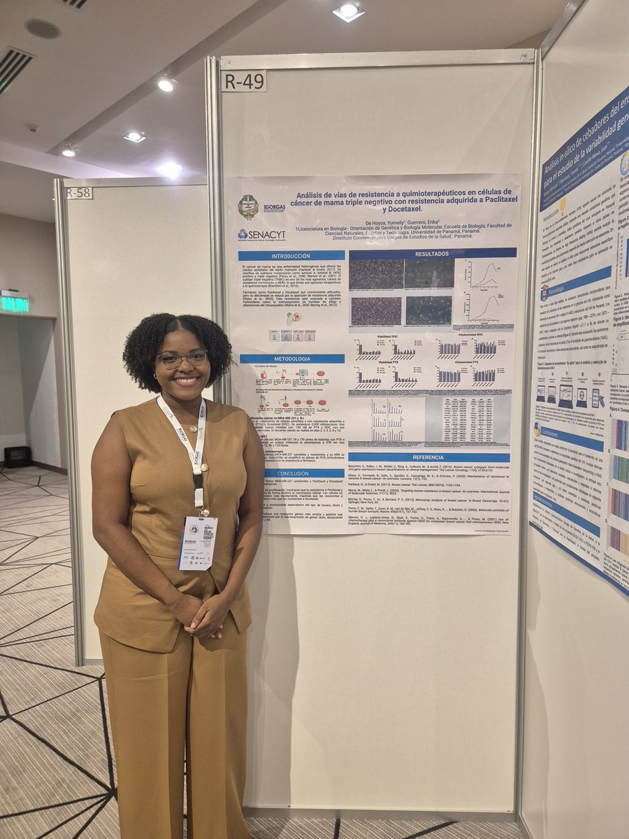 Presentación en el #congresoGorgas25 de Yumeily De Hoyos investigadora de cáncer de mama triple negativo, miembro del @guerreroresearchlab
