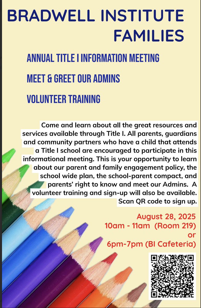 Bradwell Parent Engagement (@biparentengage) on Twitter photo Please sign up and join us 8.28. 25 Session I 10am OR Session II 6pm. <a href="/BradwellTigers/">Bradwell Institute</a> <a href="/BradwellMedia/">Bradwell Media</a>
docs.google.com/.../1FAIpQLScs… Please sign up and join us 8.28. 25 Session I 10am OR Session II 6pm. <a href="/BradwellTigers/">Bradwell Institute</a> <a href="/BradwellMedia/">Bradwell Media</a>
docs.google.com/.../1FAIpQLScs…