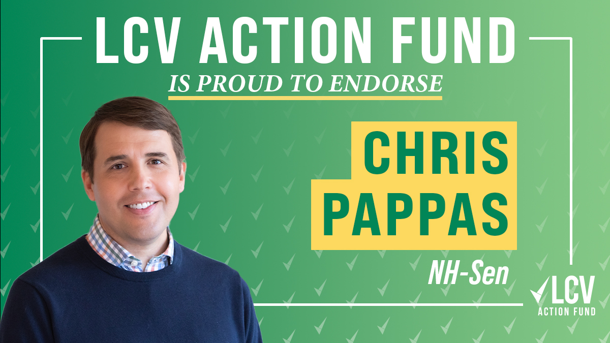 #LCVAF is thrilled to endorse <a href="/ChrisPappasNH/">Chris Pappas</a> for #NHSen. In Congress, he has a proven track record fighting for people and protecting the air we breathe and the water we drink.

We know he will continue to help build a more affordable, more resilient clean energy future.