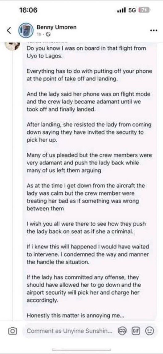 Another eye witness account