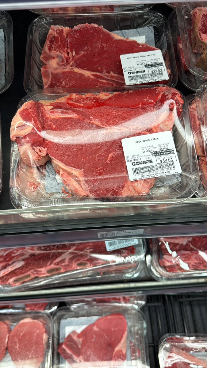 Speaking to a butcher in Superstore he says they don't even stock AAA beef anymore because people won't buy it. Sad! AA T bone for $34 😳