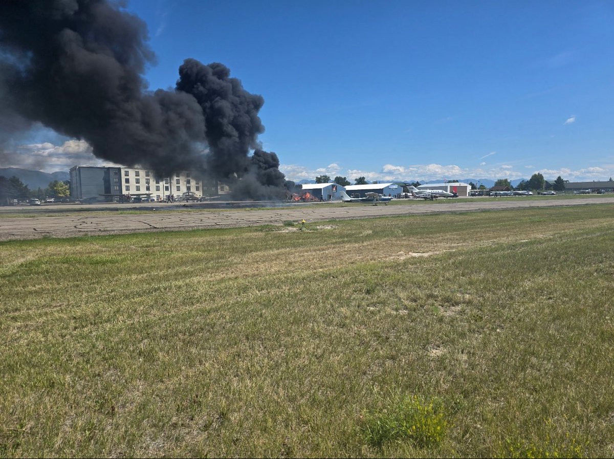 🚨 UPDATE: A “small plane” veered off the runway after landing, slamming into a parked plane, per the Kalispell Fire Chief

FOUR people were able to escape out of the landing plane. The parked plane was unoccupied.

So far, it looks like only two w/ injuries and no fatalities.