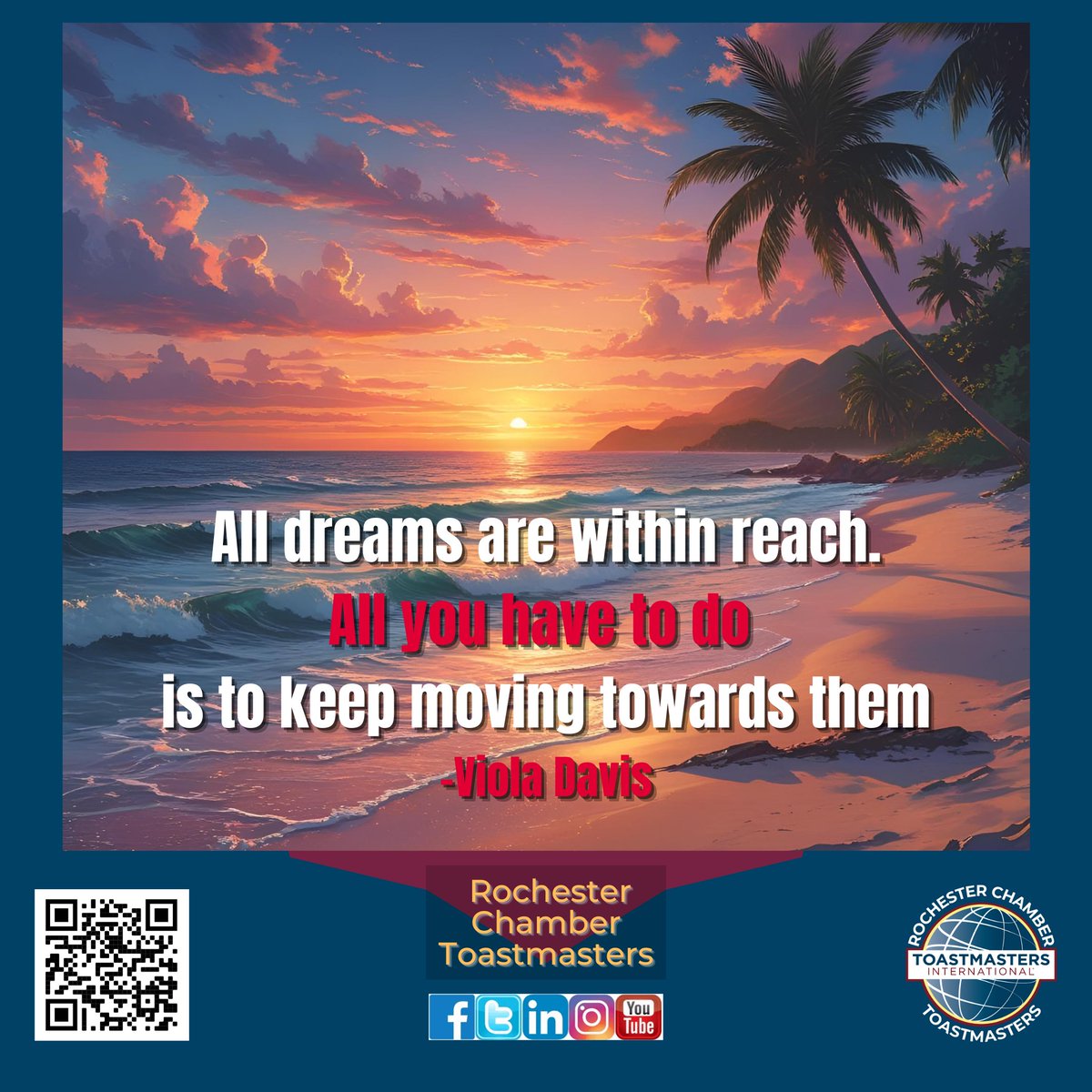 Monday Motivational - Dream big &amp; keep moving this week #Toastmasters #rochmn #rochester_mn #rochestermn #publicspeaking #leadership #mentors #neighborshare #neighborstory #toastmastersinternational #dream #big