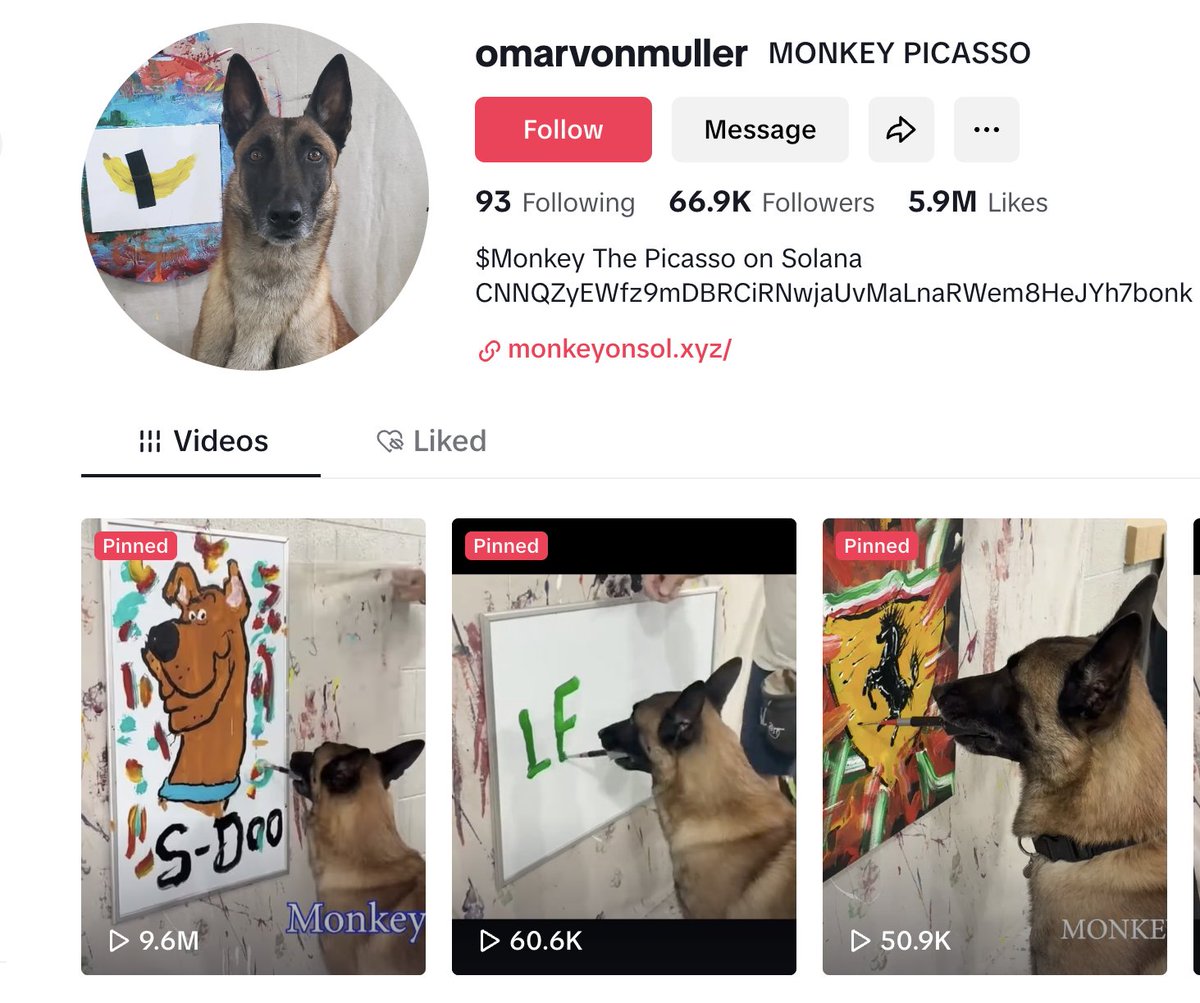 <a href="/slingdeez/">slingoor (UNSTABLE/ACC)</a> Hi slingoor. Sounds like you had a rough day. Let me hit you with a short thesis post on why you should join the $monkey family 😁

Why $MONKEY is the play for you <a href="/slingdeez/">slingoor (UNSTABLE/ACC)</a> 

1️⃣ Real Vision 
- World’s most talented dog — Call of Duty star, $15K painting sale, skateboarding,