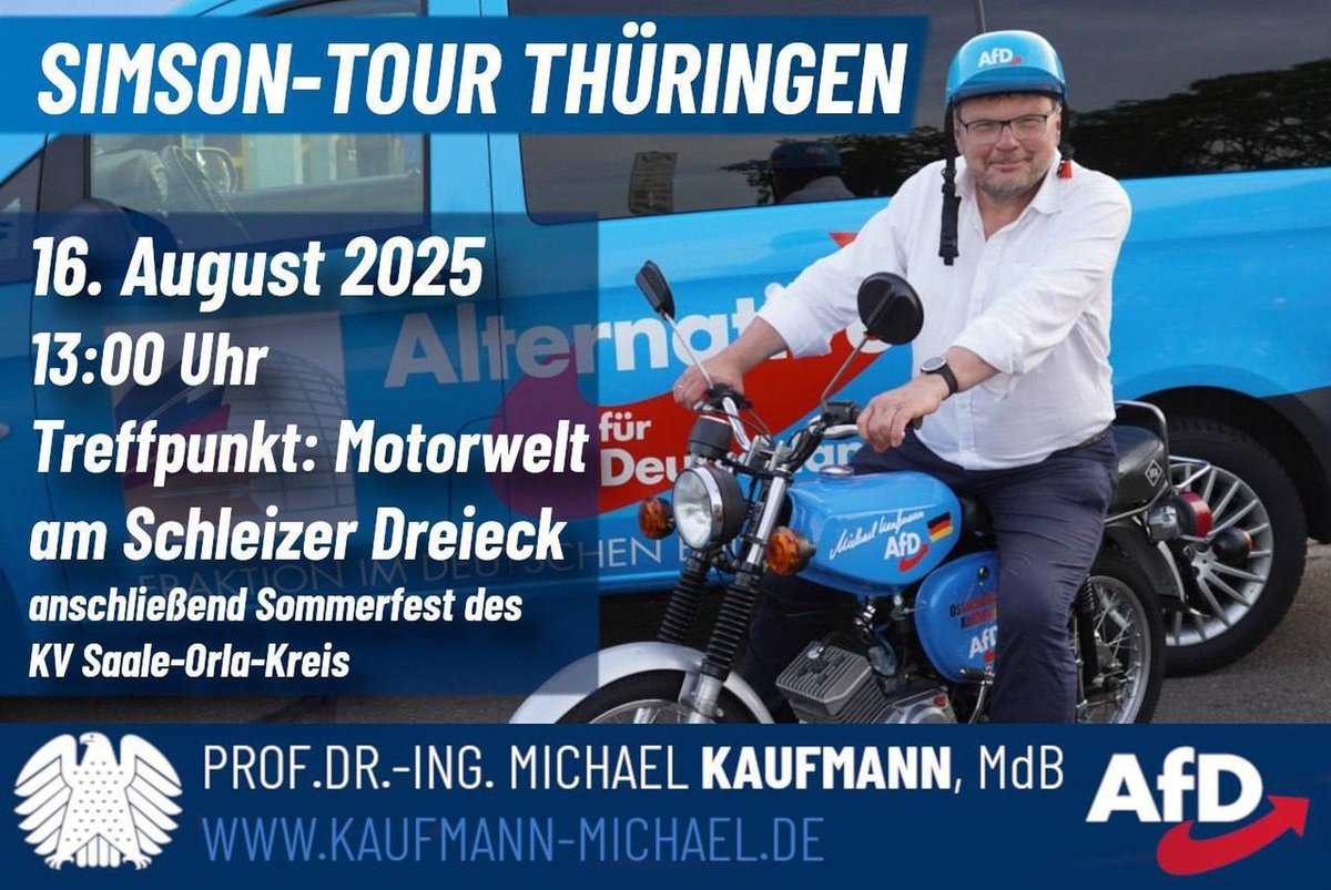 Unsere Stimme für die Simme
Wir sehen uns zur Simson-Ausfahrt am Sonnabend, 16. August 2025, am Schleizer Dreieck.