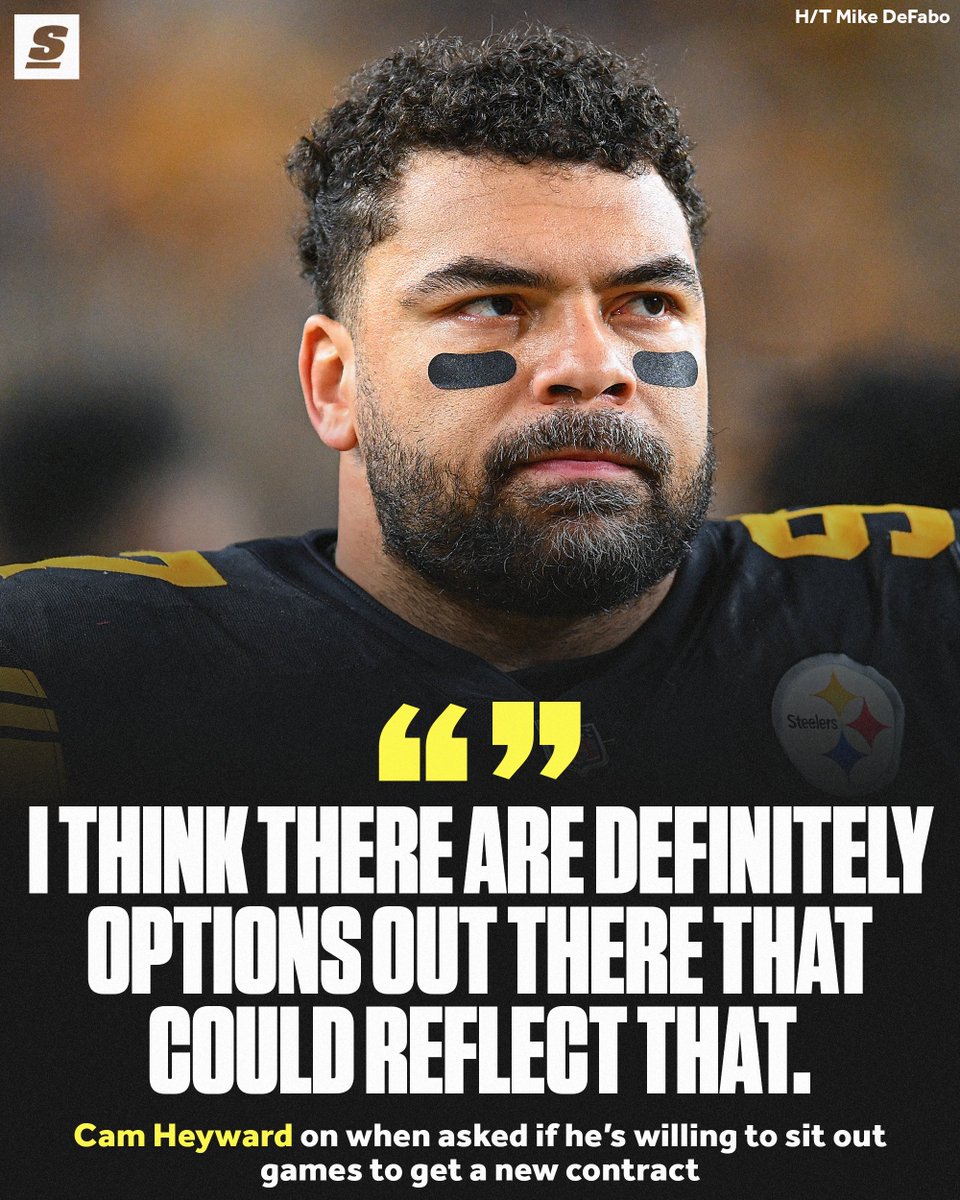 theScore's tweet photo. 3 months ago, Cam Heyward was on Aaron Rodgers' case to sign with the Steelers.

Now he's willing to sit out games in order to get a new contract. 👀 https://t.co/tsI5TNlESP