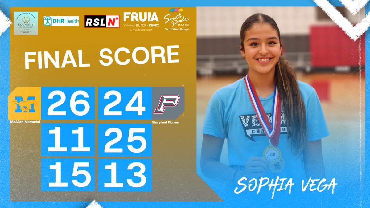 The Economy Awards, LLC Player of the Game brought to you by Luke Fruia Motors goes to Sophia Vega of McAllen Memorial helping the Lady Mustangs to a 2-1 win over Sharyland Pioneer. Set 1: 26-24, Set 2: 11-25, Set 3: 15-13.

#RSLVolleyball
“Brought to you in part by T-Mobile. Now