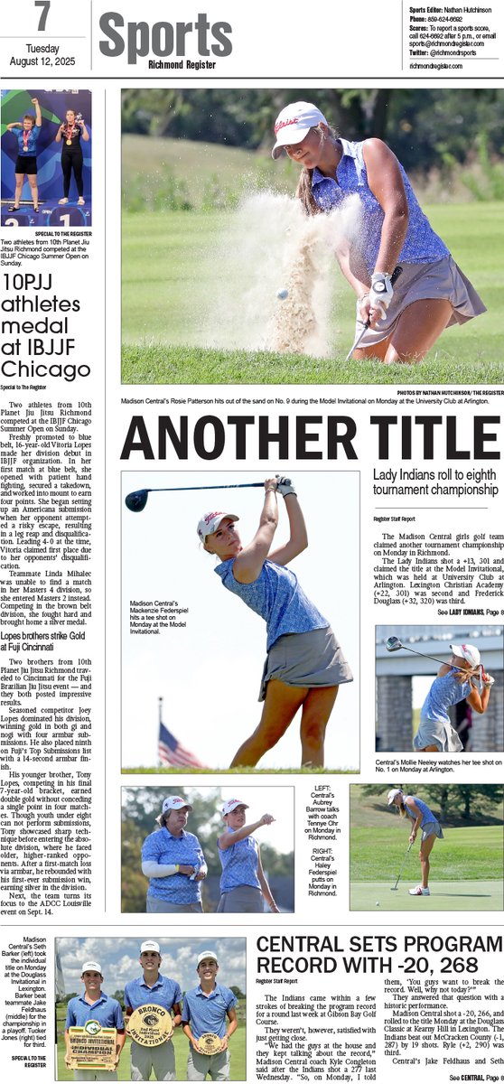 The Richmond Register's Tuesday, Aug. 12, 2025 Sports Page