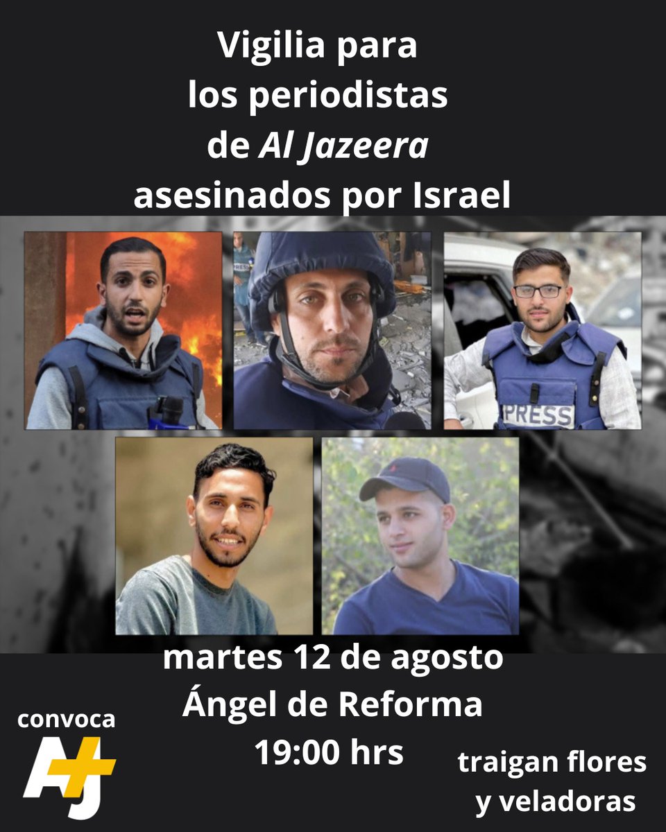 Asesinaron a seis compañeros: de un golpe, borraron al equipo de Al Jazeera en Gaza.

Los colegas de <a href="/ajplusespanol/">AJ+Español</a> en México convocan a protestar este martes a las 19 horas en el Angel de la Independencia CDMX.

Informé sobre la masacre aquí: MundoAbierto.info/p/anas

(Yo no