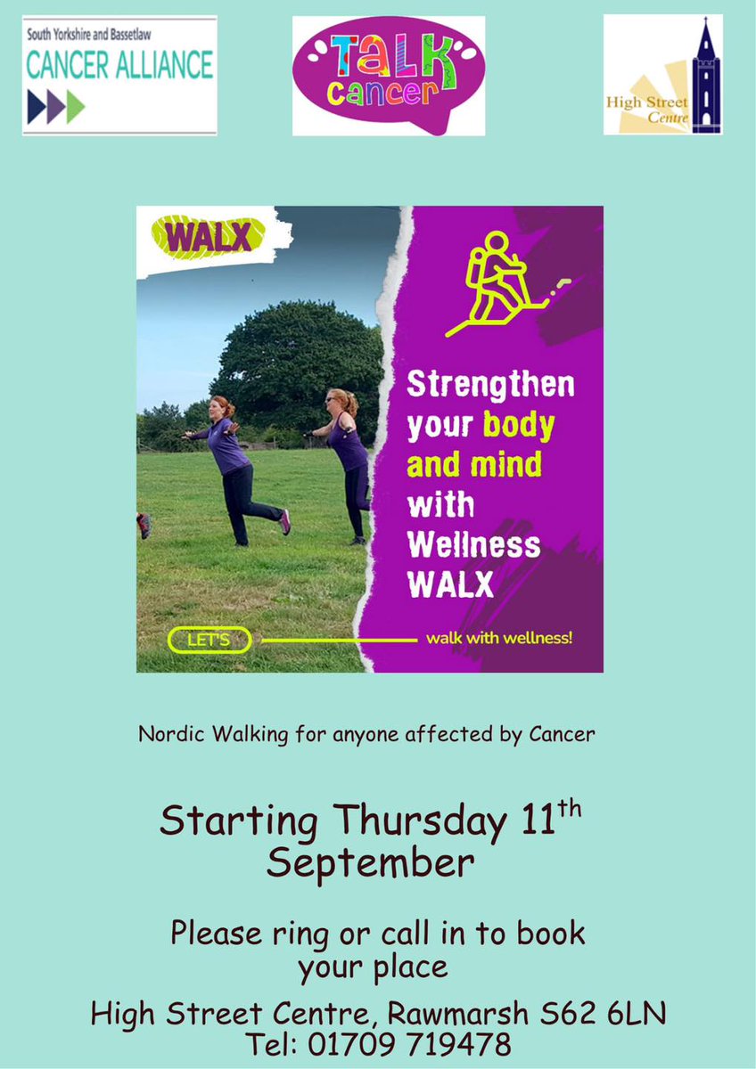 Stag_RosePPG's tweet image. #nordicwalking with High Street Centre Rawmarsh

💛Are you or someone you know affected by cancer? 
Sign up for this low impact exercise. 

Book now, priority will be given to Rawmarsh residents.

#CancerWellness #cancerexercise #peersupport #livedexperience