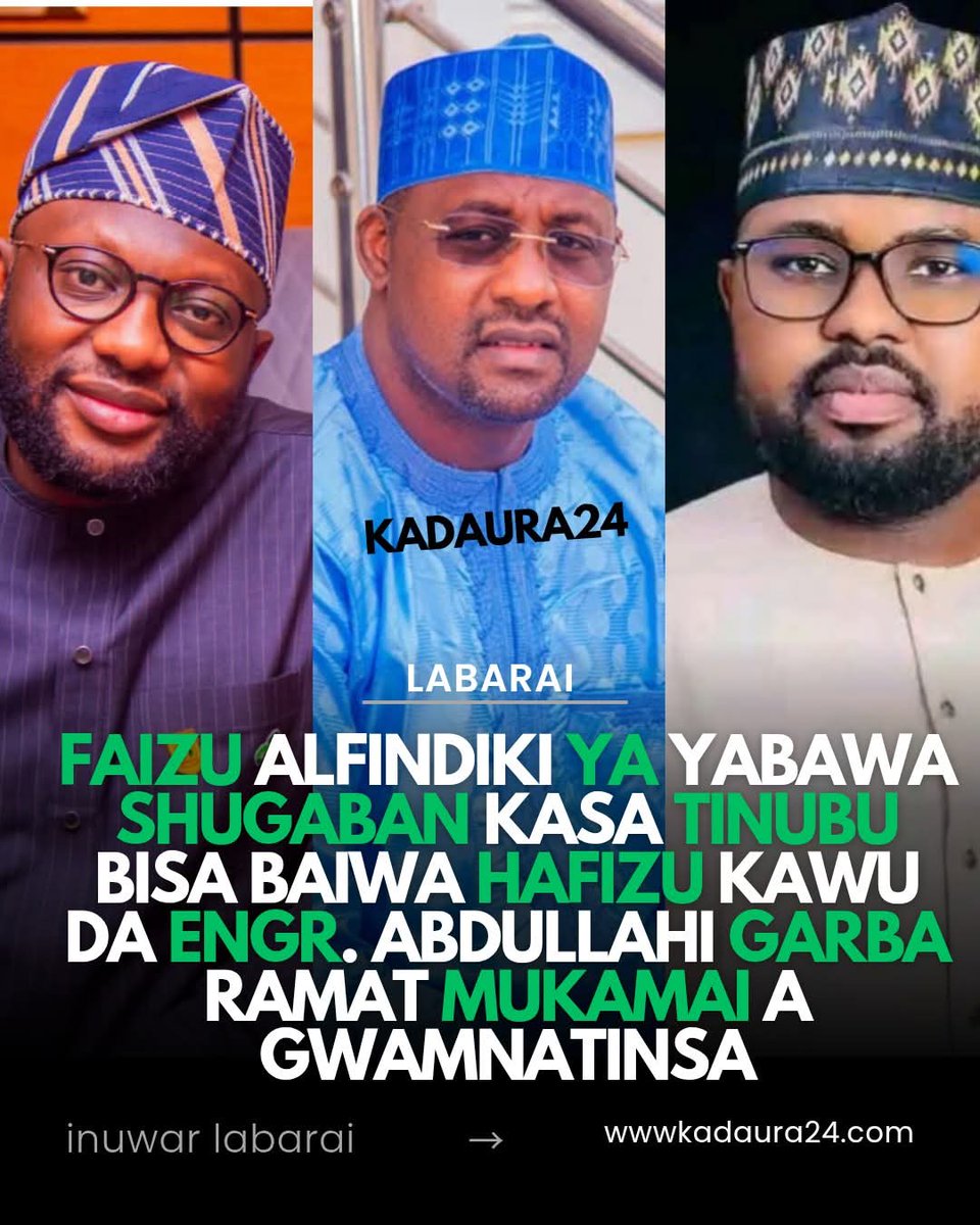HON. GASHASH (@gashashcollect2) on Twitter photo Fa’izu Alfindiki ya yabawa Shugaban kasa Tinubu bisa Baiwa Hafizu kawu da Engr Garba Ramat mukamai a Gwamnatinsa
<a href="/HonHafizKawu/">Hafiz Ibrahim Kawu, OON, mni</a> <a href="/Engr_Ramat/">Engr Abdullahi Garba Ramat</a> <a href="/Alfindki_Online/">Fa'izu Alfindiki Online💥</a> Fa’izu Alfindiki ya yabawa Shugaban kasa Tinubu bisa Baiwa Hafizu kawu da Engr Garba Ramat mukamai a Gwamnatinsa
<a href="/HonHafizKawu/">Hafiz Ibrahim Kawu, OON, mni</a> <a href="/Engr_Ramat/">Engr Abdullahi Garba Ramat</a> <a href="/Alfindki_Online/">Fa'izu Alfindiki Online💥</a>