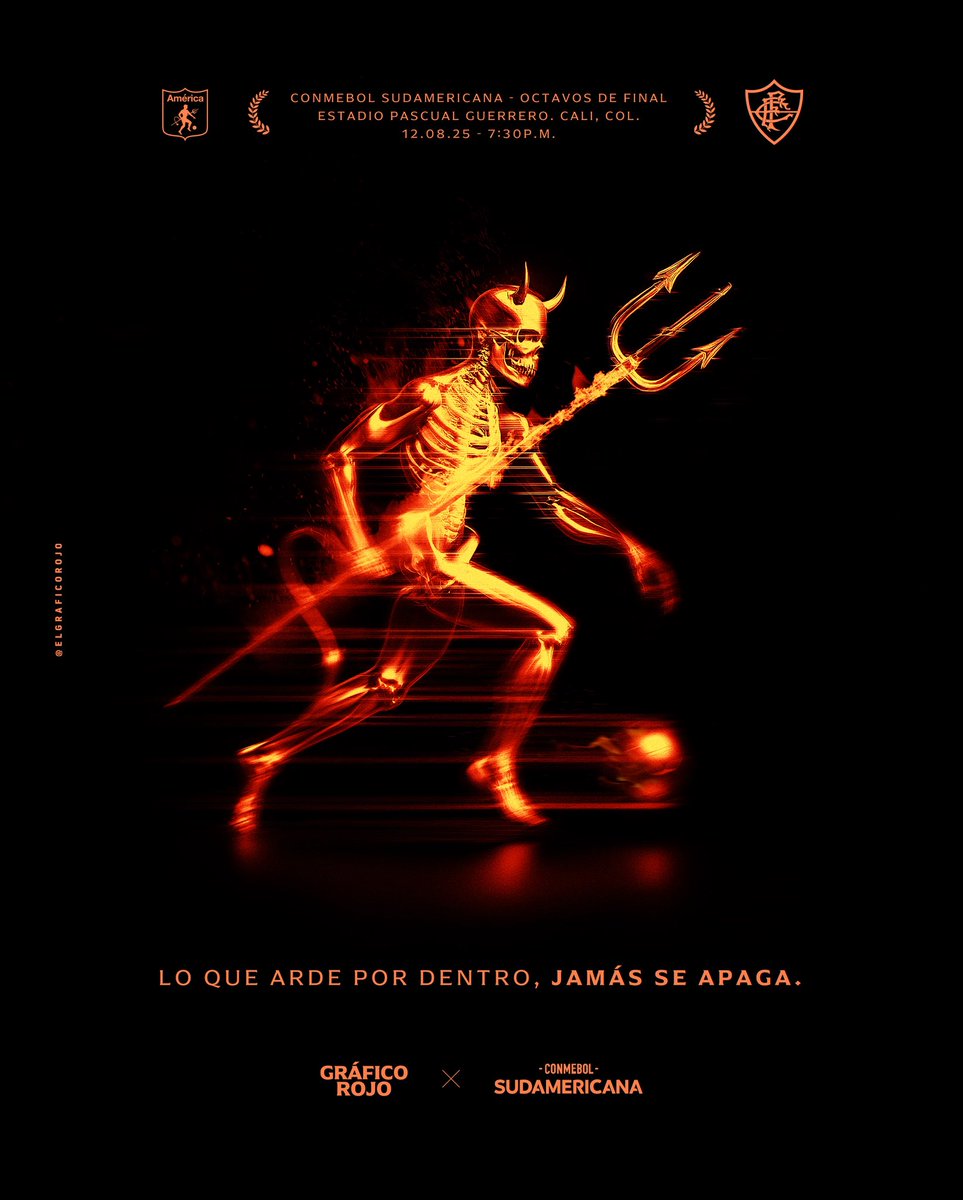 El Gráfico Rojo No. IX

— A R D E  P O R  D E N T R O —

América de Cali 
🆚 <a href="/FluminenseFC/">Fluminense F.C.</a> 🇧🇷

COPA CONMEBOL SUDAMÉRICANA
8VOS DE FINAL 
Estadio Pascual Guerrero 
12.08.25 - 7:30p.m.