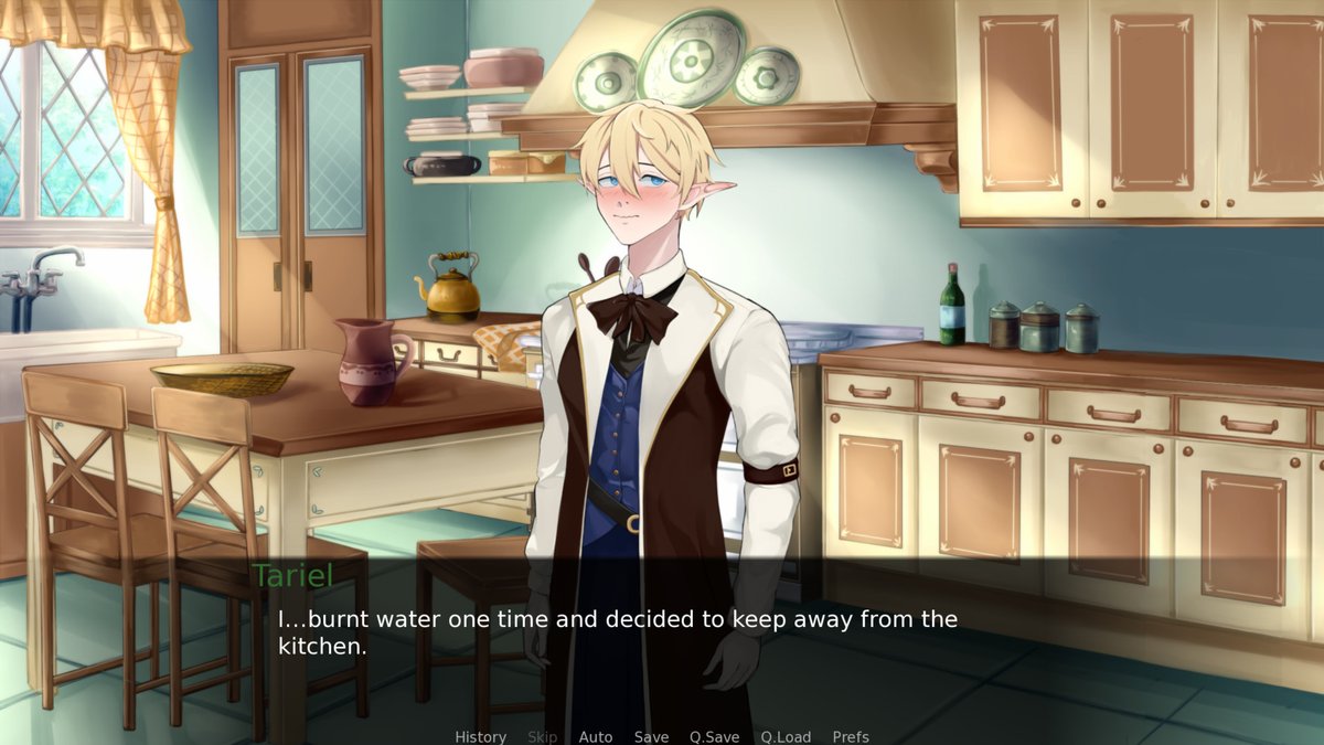 Tariel isn't good at cooking, bless his heart.
It's a good thing he has a fiendishly efficient butler.