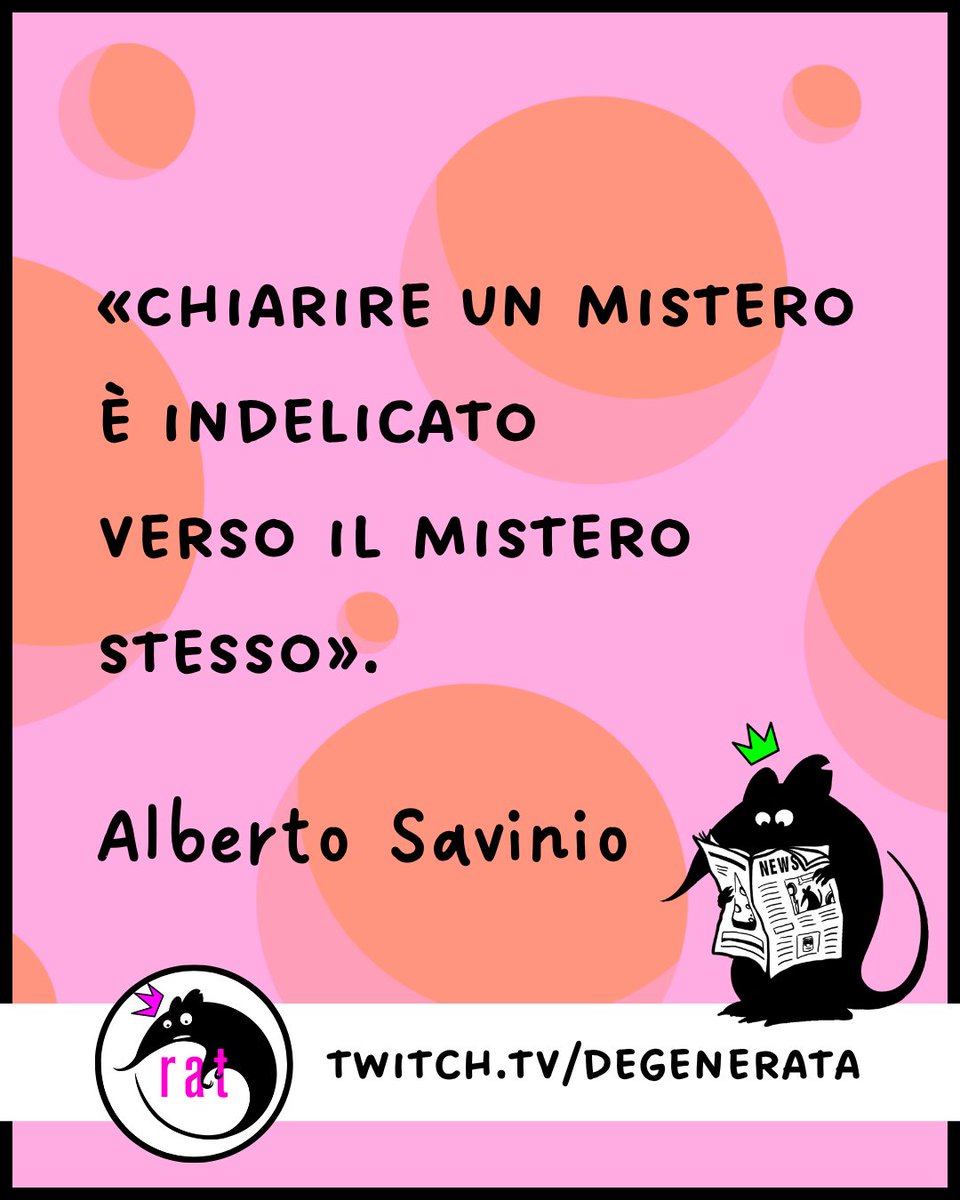 degene_rat_a's tweet photo. Questa sera ci aspetta una puntata ricca di news! 😎

Ci vediamo alle 22:00 su https://t.co/Lwr9fr2evA 😍

#ratto #buongiorno #citazione #AlbertoSavinio #mistero #pittore #surrealismo #live #twitch #cinema #serietv #fumetti #arte #degenerata https://t.co/4ZOE1mONOv