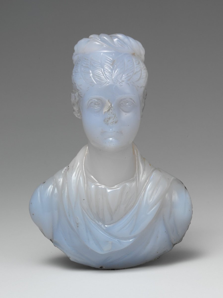 Chalcedony portrait bust of a young woman, Roman, around 130–140 AD, Metropolitan Museum of Art.