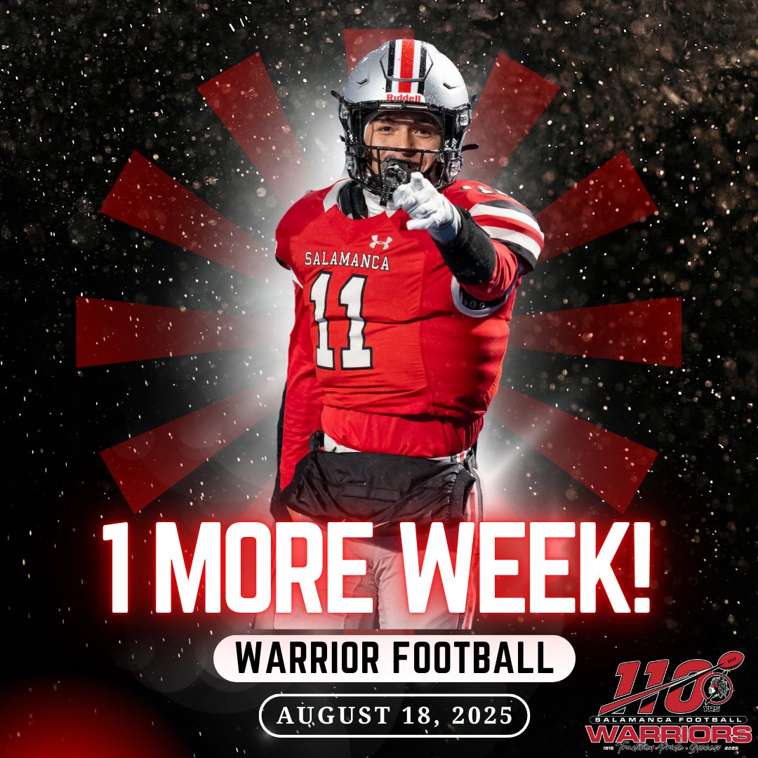 🏈 1 WEEK until Warrior Football begins — Aug 18 🗓️

110 seasons of grit, heart, and tradition.
Now — it’s your turn. 💪🔥
#110YearsStrong #WarriorFootball #BeTheLegacy
#WarriorNation