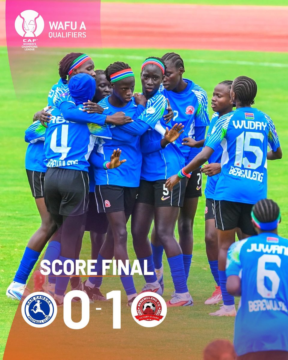 Score final !
 RAM KAMARA 0️⃣ - 1️⃣ BEREWULENG FC  
#CAF #WAFUA   #WCLQ