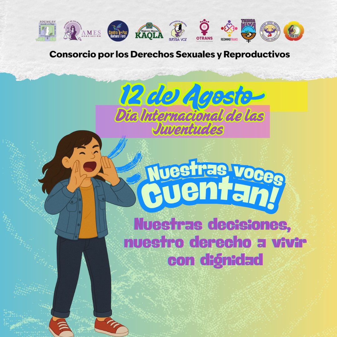 NosotrasConect1's tweet photo. 🚫🚨 En el #DíaInternacionalDeLasJuventudes, las juventudes diversas del Consorcio por los Derechos Sexuales y Reproductivos decimos: ¡Basta de discriminación, machismo y violencias! Queremos un país con justicia y equidad para todes. #JuventudesPresentes 
#NuestrasVocesCuentan https://t.co/ziFiwh6CnJ
