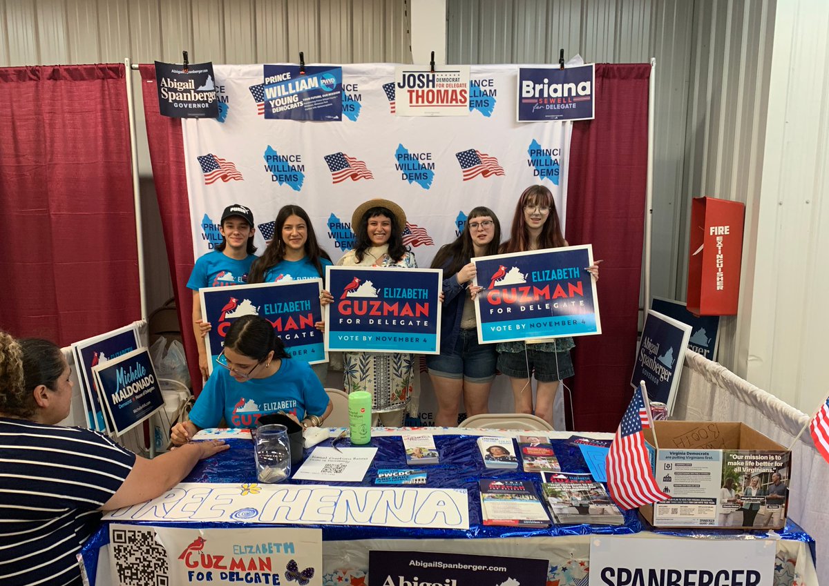 guzman4virginia's tweet photo. Big thanks to all our incredible volunteers showing up to staff the booth at the Prince William County Fair! If you’re in the area, come say hi at the @PWCDems booth! 💙 #PWCFair #TeamGuzman https://t.co/bGVNS4hY43