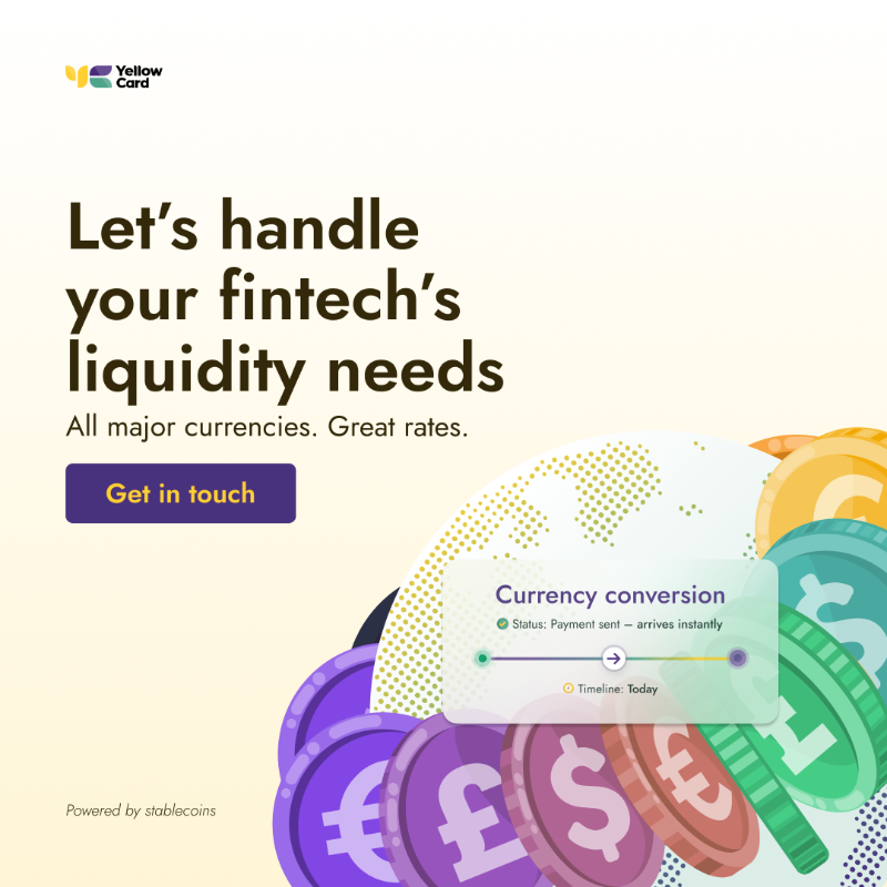 yellowcard_app's tweet photo. Let's handle your fintech's liquidity needs. Move funds across borders faster and cheaper with our treasury portal. 

-Global reach

-Instant payments

-Supports payments in USD, GBP, EUR, CNY, and more

-Competitive rates