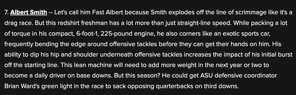 ChrisKarpman's tweet photo. Our readers love the @SunDevilSource Hot 11, a look at ASU's most impressive mid-camp performers relative to our expectations entering August. Here are the write-ups on redshirt freshmen @ChampWestbrooks and @albert_smith3, who made the list. The rest:

https://t.co/cSxUYvXLLF https://t.co/35YuHZUcgj