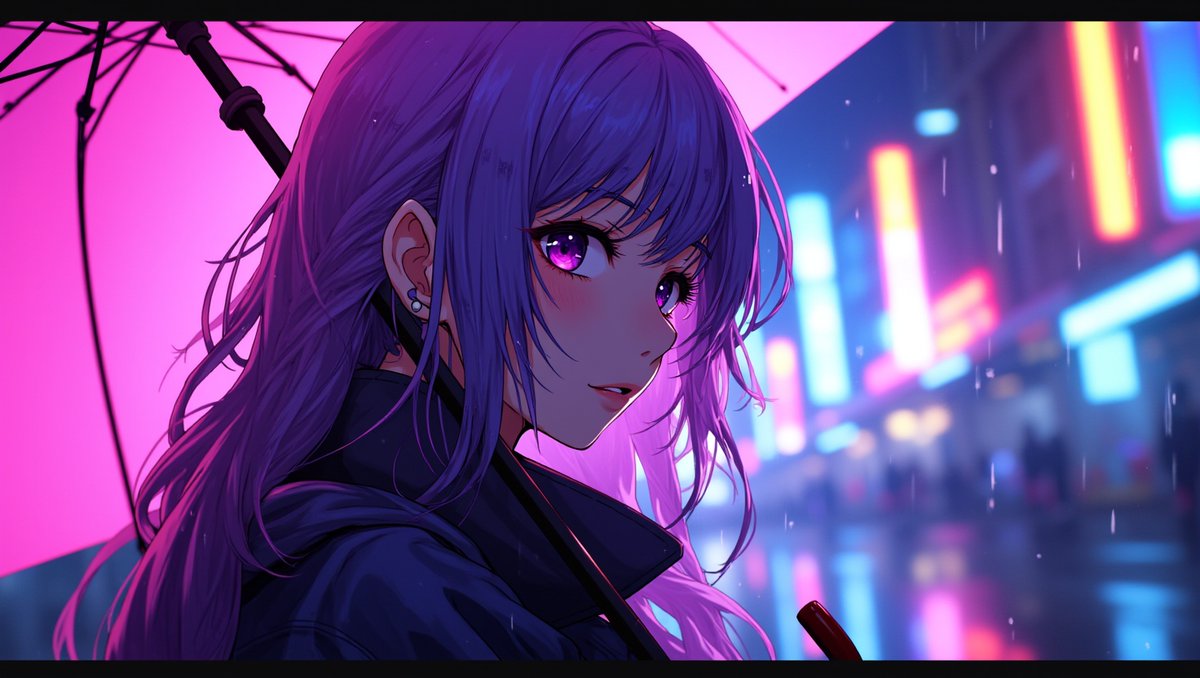 VelvoidX's tweet photo. wet hair clings to skin
a thousand lights in each drop
city breath on skin
 #rain #neon #cyberpunk https://t.co/krMFpz0Yfv