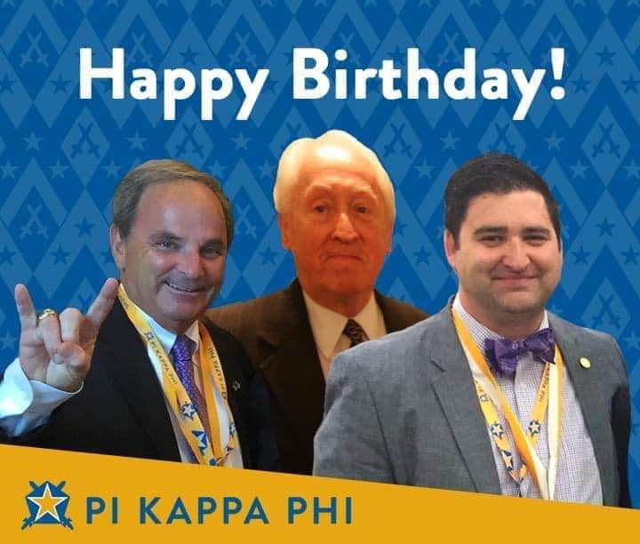 Today is our 'national holiday' for the Beta Omicron Chapter! Celebrating birthdays today are: Founding Archon Jack McCain, Jr. (BO 1), who’s turning 91, Re-chartering Archon Wes Breeden (BO 286), &amp; 2025 Mr. Pi Kappa Phi &amp; past archon David Morgan, Sr. (BO 173).