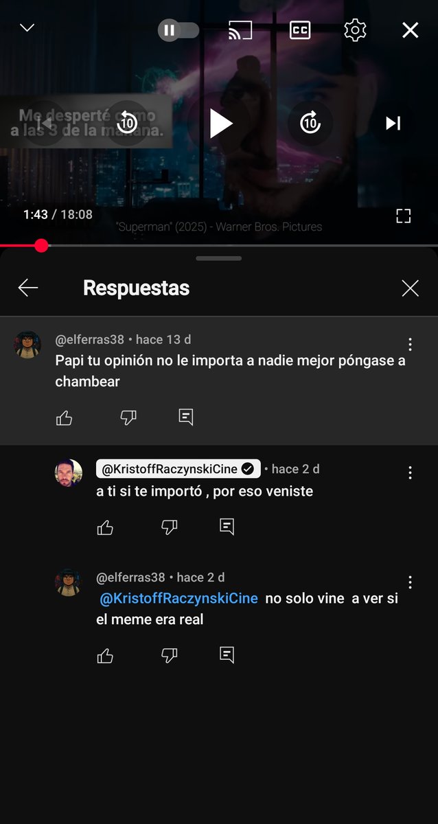 <a href="/pretenciosoo/">Hombre Pretencioso</a> Esto fue lo qué <a href="/kristoffdice/">Krzysztof Raczyñski</a> puso en su vídeo,

Y este es el comentario original.

Se me hace súper bajo editar de tal manera no un comentario si no todos solo para quédar como "el bueno" del vídeo y el qué tiene la razón.

<a href="/pretenciosoo/">Hombre Pretencioso</a>