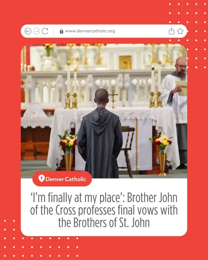 "I'm finally at my place"—on July 31, Brother John of the Cross professed his final vows with the Brothers of St. John at St. Ignatius in Denver. Read more about his journey and inspiring perseverance → denvercatholic.org/photos-im-fina…