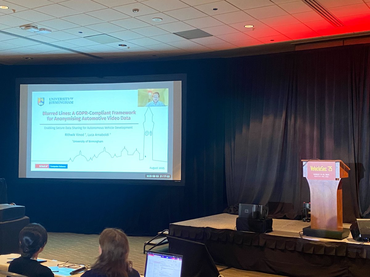 vehiclesec_conf's tweet photo. The fourth session, Autonomous Vehicle Privacy, has  wrapped up!

https://t.co/sLuJtK9gzC https://t.co/WzIeNPz466