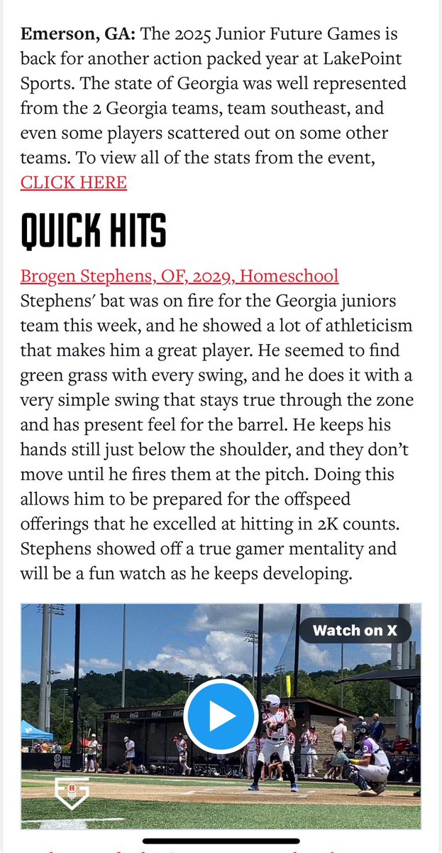 BrogenStephens's tweet photo. Thank you @Hudson_PBR for a great opportunity. @PrepBaseballGA #PBJFG25 https://t.co/kmzgJXjMXq