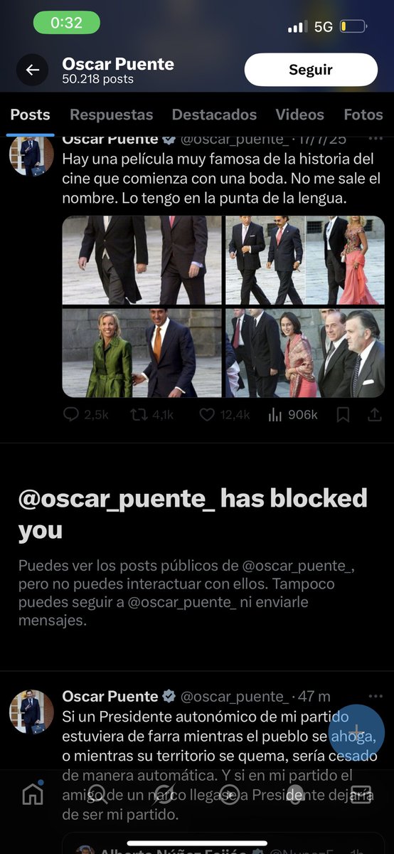 Oscar Puente le llama a Feijoo amigo de narcos, le digo esto👇🏼 
Y me bloquea! No le gusta que le digan verdades.