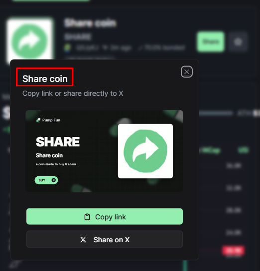 literally says Share coin on pump.fun