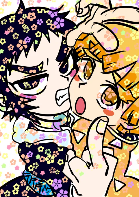 パンストっぽいのをイメージした兄弟 血繋がってないのに似ててかわいいね… イエベとブルベだね… 寝ます…
